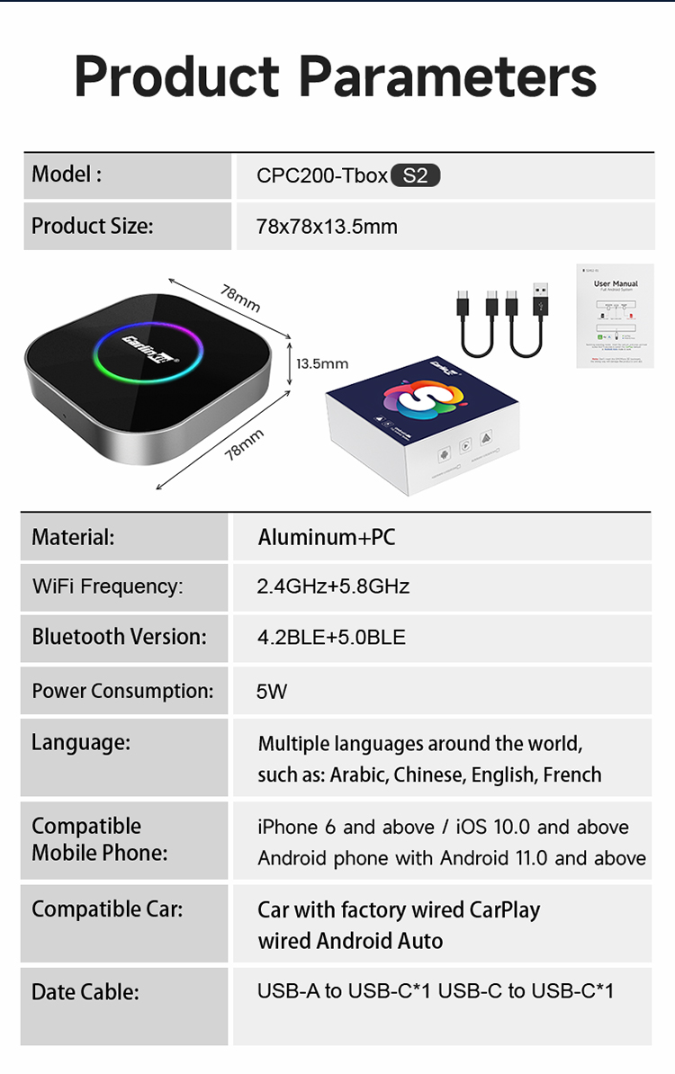 Carlinkit TBox S2 - параметры